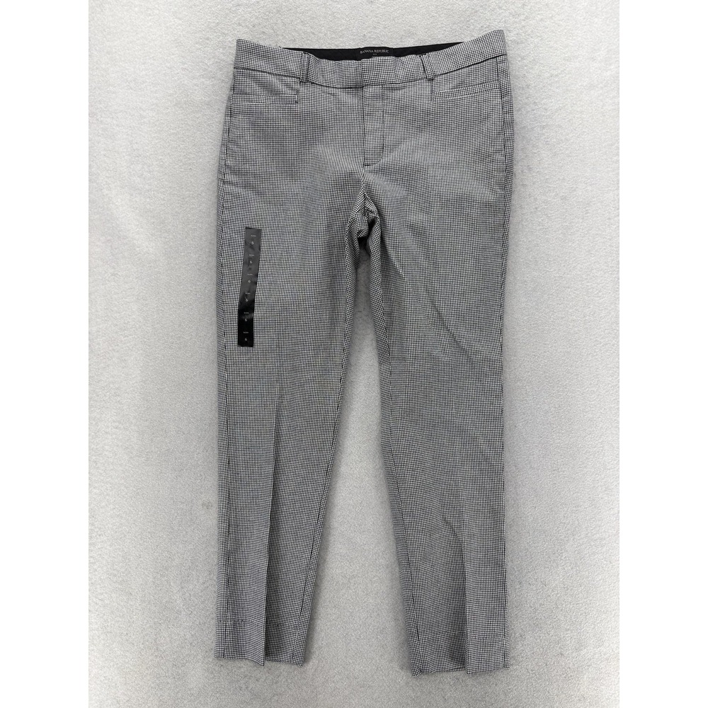 Banana Republic Sloan Dress Pants Womens 6 Gray Check Twill Stretch Career NWT